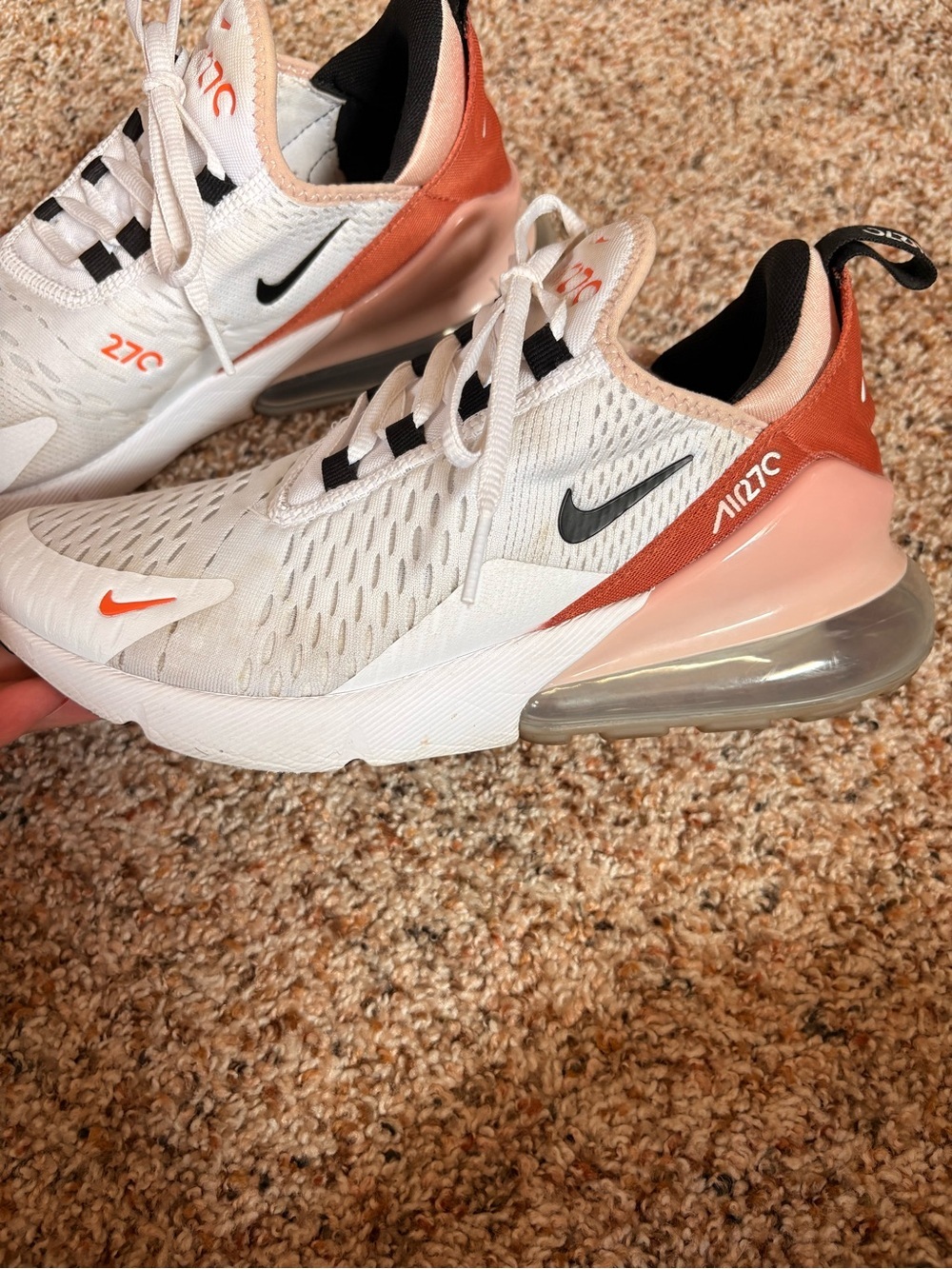 Nike Air Max 270 Women’s Sneakers - White & Peach Orange - Picture 4 of 8